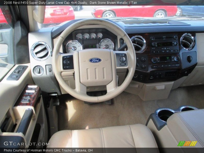 Dark Stone Brown Metallic / Tan 2008 Ford F450 Super Duty Lariat Crew Cab 4x4 Dually