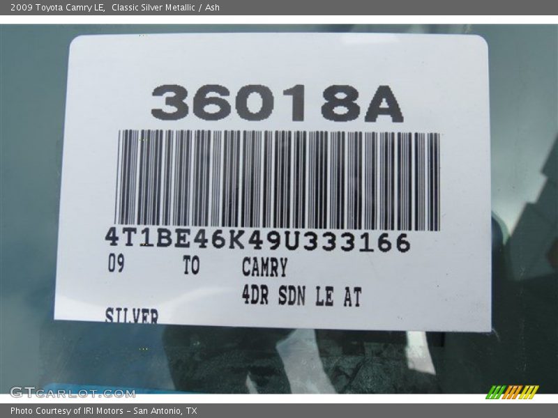 Classic Silver Metallic / Ash 2009 Toyota Camry LE