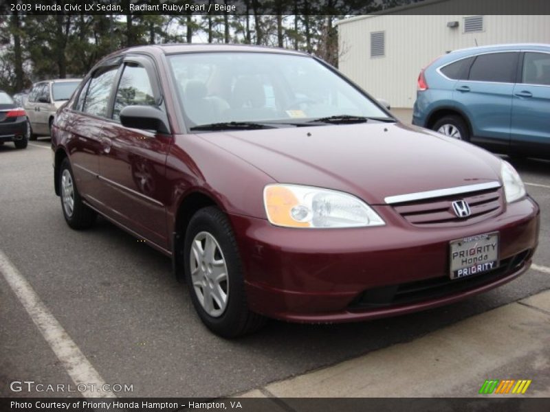 Radiant Ruby Pearl / Beige 2003 Honda Civic LX Sedan