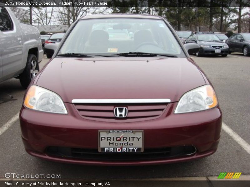 Radiant Ruby Pearl / Beige 2003 Honda Civic LX Sedan