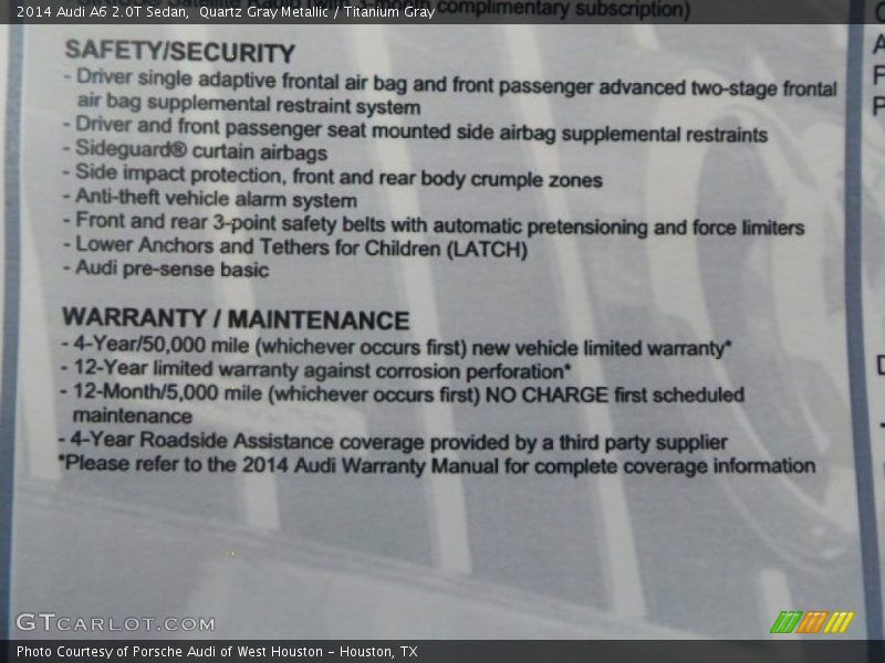 Quartz Gray Metallic / Titanium Gray 2014 Audi A6 2.0T Sedan