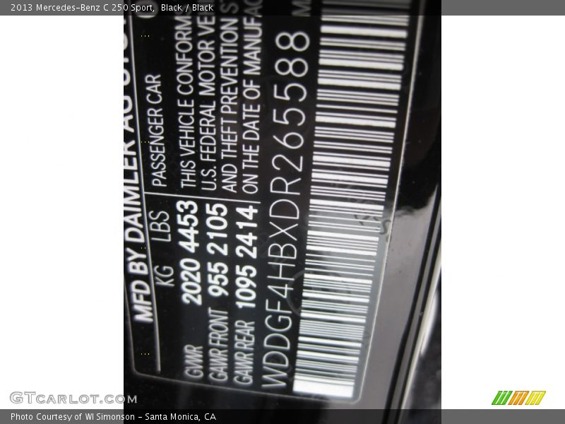 Black / Black 2013 Mercedes-Benz C 250 Sport