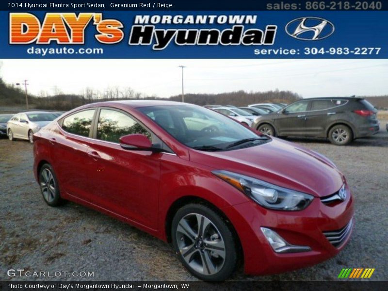 Geranium Red / Beige 2014 Hyundai Elantra Sport Sedan