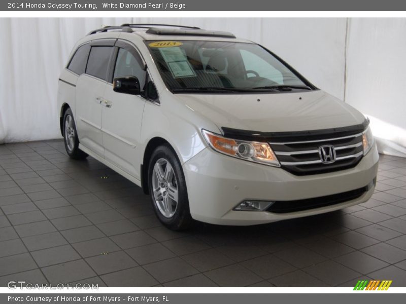 White Diamond Pearl / Beige 2014 Honda Odyssey Touring