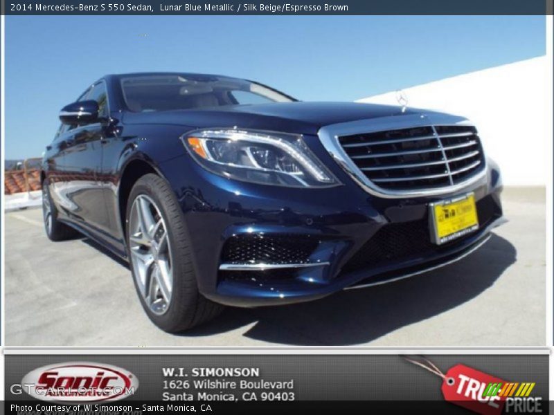 Lunar Blue Metallic / Silk Beige/Espresso Brown 2014 Mercedes-Benz S 550 Sedan