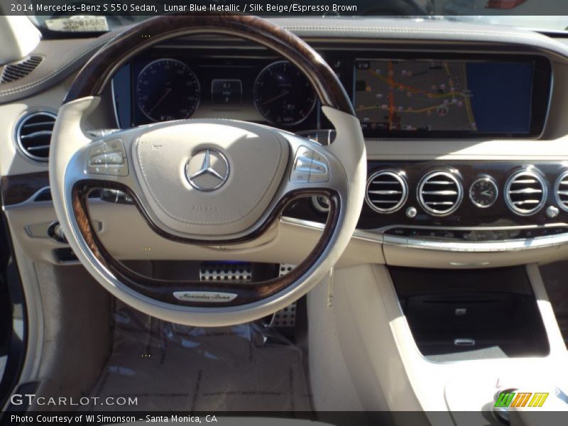 Lunar Blue Metallic / Silk Beige/Espresso Brown 2014 Mercedes-Benz S 550 Sedan