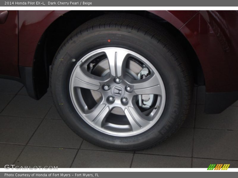 Dark Cherry Pearl / Beige 2014 Honda Pilot EX-L
