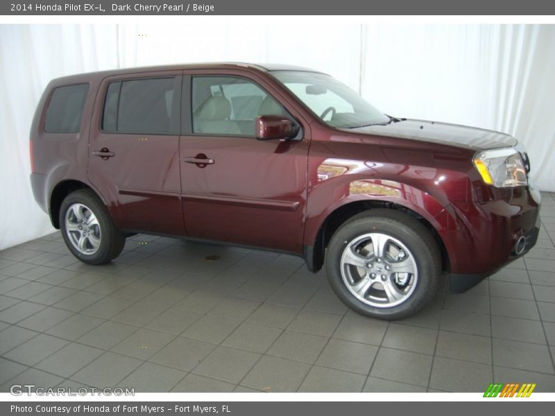 Dark Cherry Pearl / Beige 2014 Honda Pilot EX-L