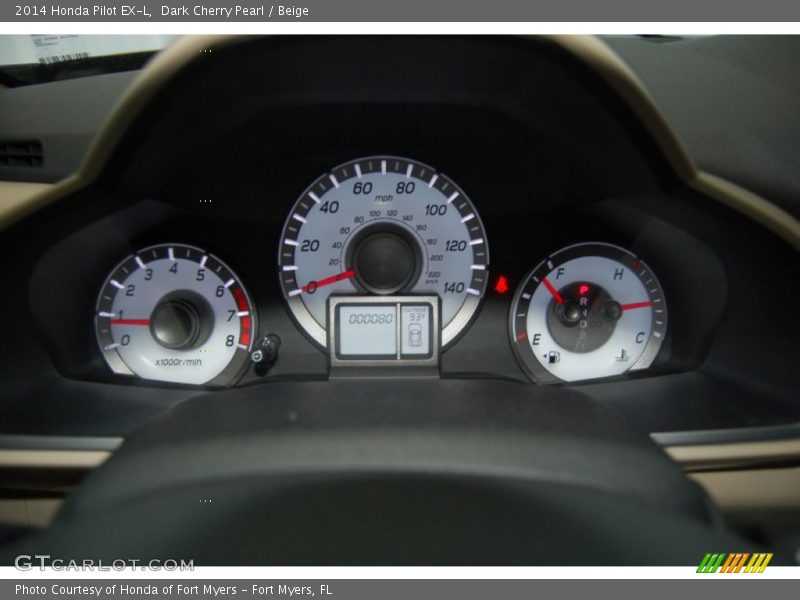 Dark Cherry Pearl / Beige 2014 Honda Pilot EX-L