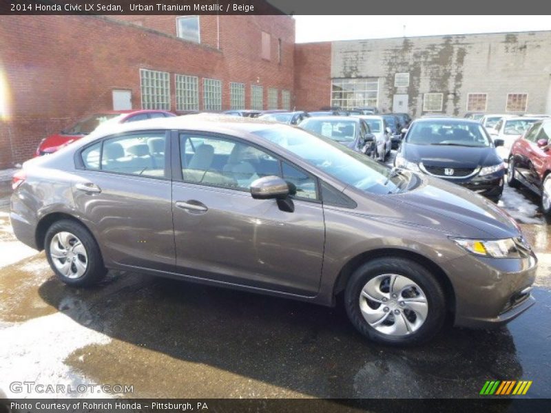 Urban Titanium Metallic / Beige 2014 Honda Civic LX Sedan