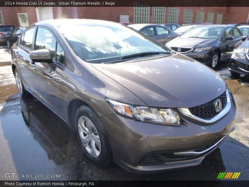 Urban Titanium Metallic / Beige 2014 Honda Civic LX Sedan