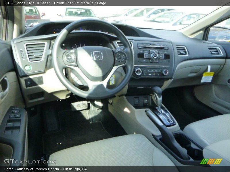 Urban Titanium Metallic / Beige 2014 Honda Civic LX Sedan
