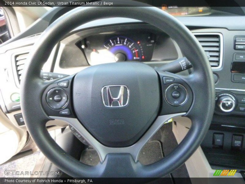 Urban Titanium Metallic / Beige 2014 Honda Civic LX Sedan