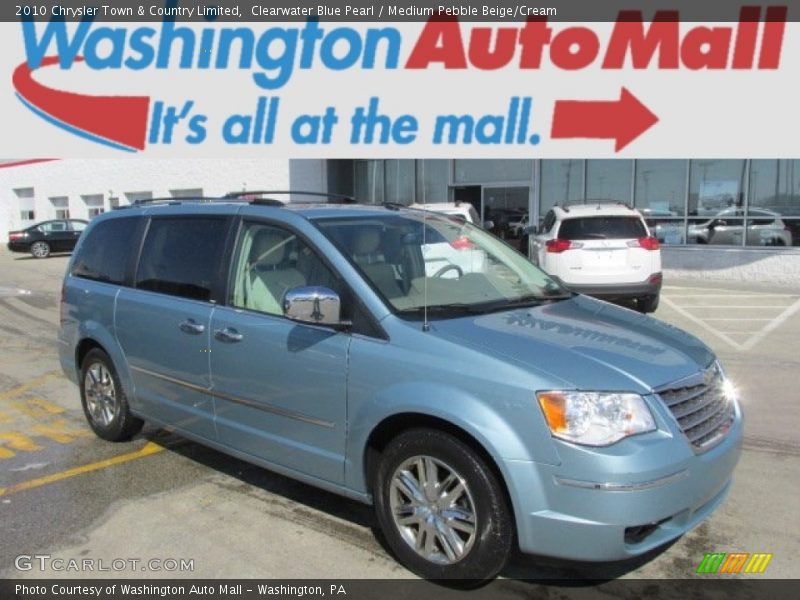 Clearwater Blue Pearl / Medium Pebble Beige/Cream 2010 Chrysler Town & Country Limited