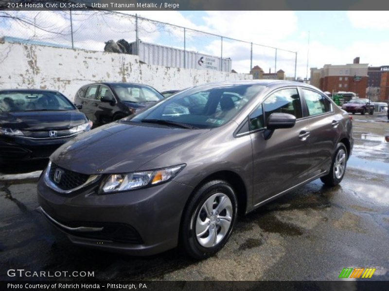 Urban Titanium Metallic / Beige 2014 Honda Civic LX Sedan