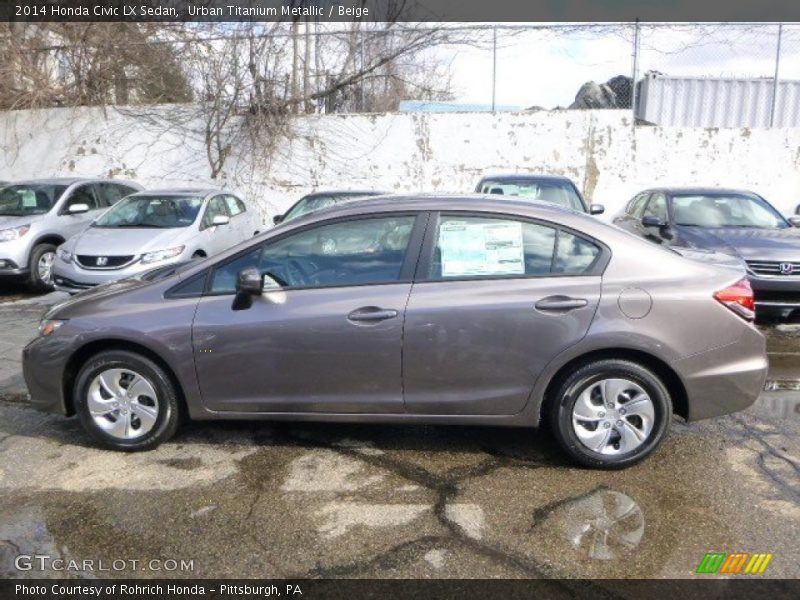 Urban Titanium Metallic / Beige 2014 Honda Civic LX Sedan