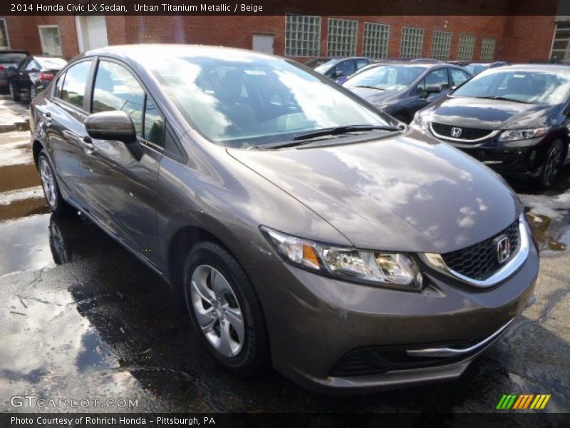 Urban Titanium Metallic / Beige 2014 Honda Civic LX Sedan