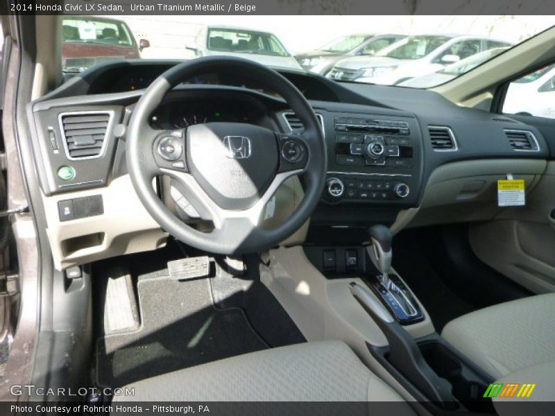 Urban Titanium Metallic / Beige 2014 Honda Civic LX Sedan
