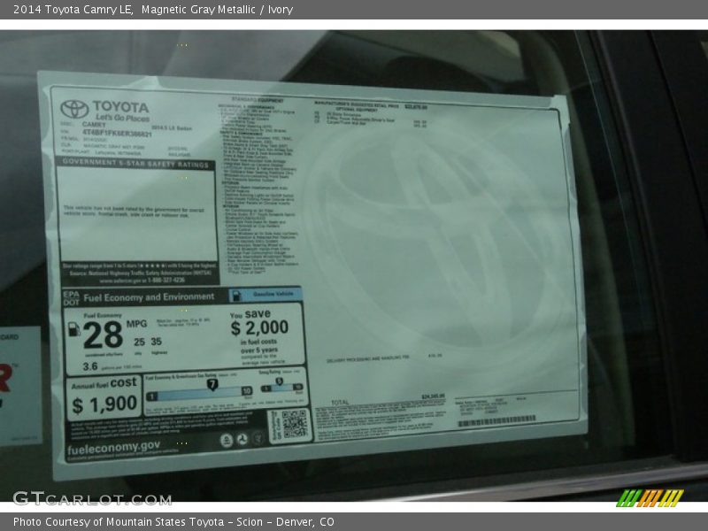 Magnetic Gray Metallic / Ivory 2014 Toyota Camry LE