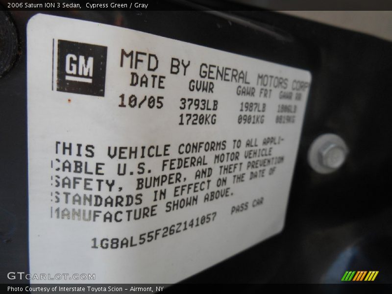 Cypress Green / Gray 2006 Saturn ION 3 Sedan