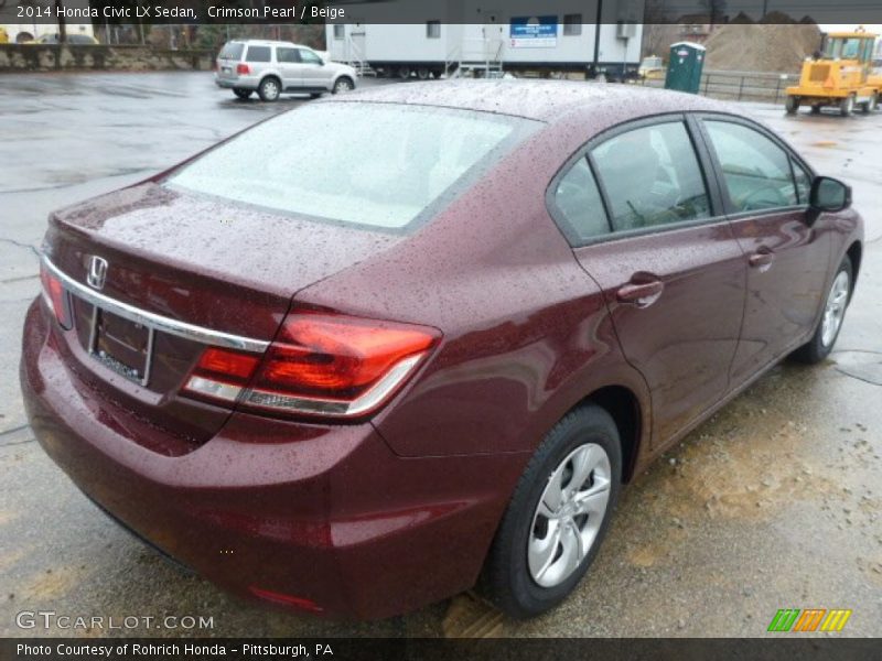 Crimson Pearl / Beige 2014 Honda Civic LX Sedan