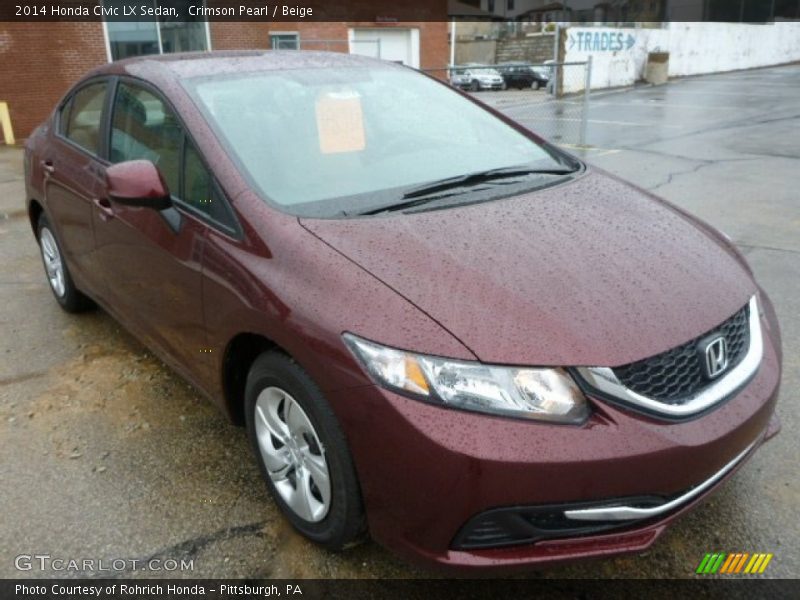 Crimson Pearl / Beige 2014 Honda Civic LX Sedan