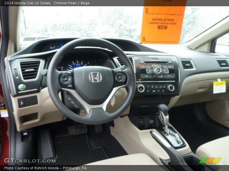 Crimson Pearl / Beige 2014 Honda Civic LX Sedan