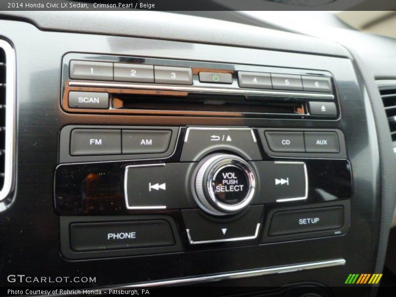 Crimson Pearl / Beige 2014 Honda Civic LX Sedan