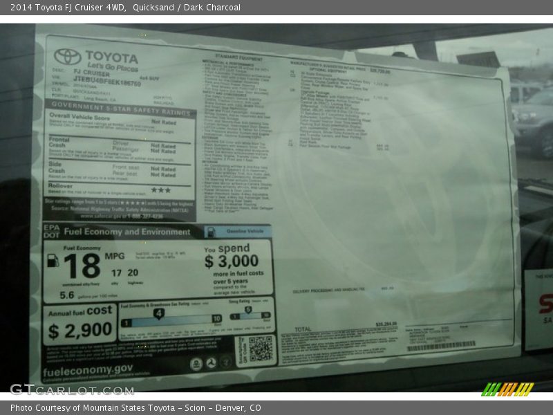 Quicksand / Dark Charcoal 2014 Toyota FJ Cruiser 4WD