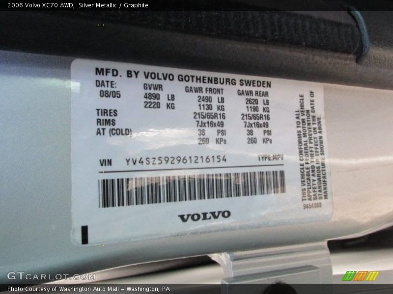 Silver Metallic / Graphite 2006 Volvo XC70 AWD