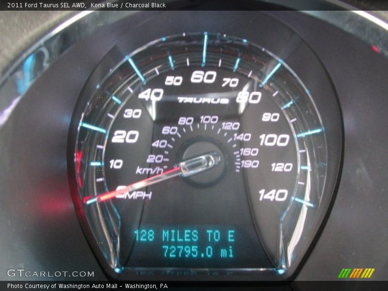 Kona Blue / Charcoal Black 2011 Ford Taurus SEL AWD