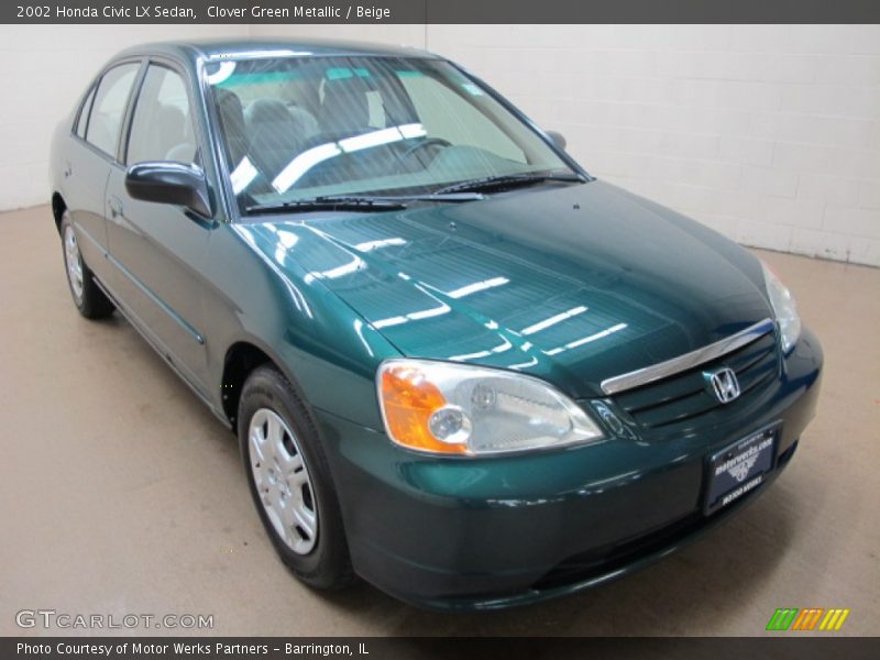 Clover Green Metallic / Beige 2002 Honda Civic LX Sedan