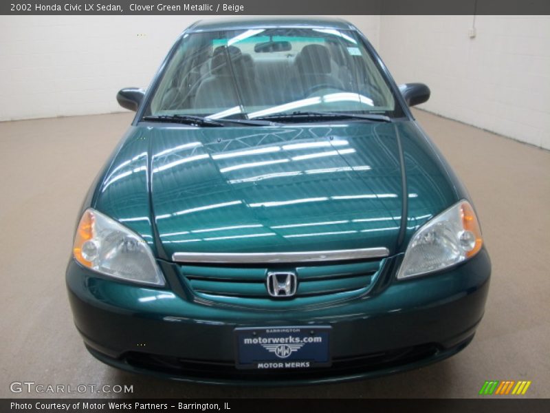 Clover Green Metallic / Beige 2002 Honda Civic LX Sedan