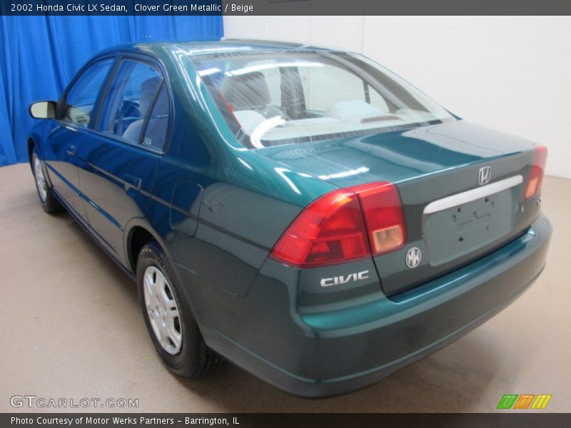 Clover Green Metallic / Beige 2002 Honda Civic LX Sedan