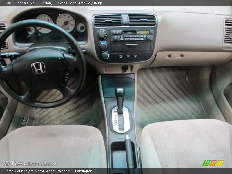 Clover Green Metallic / Beige 2002 Honda Civic LX Sedan