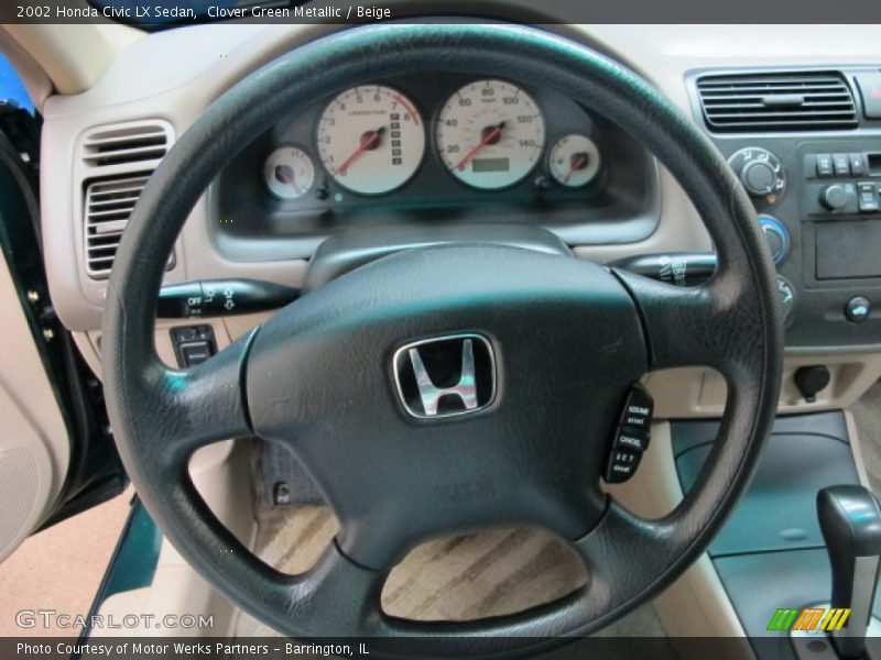 Clover Green Metallic / Beige 2002 Honda Civic LX Sedan