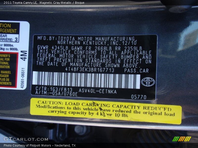 Magnetic Gray Metallic / Bisque 2011 Toyota Camry LE