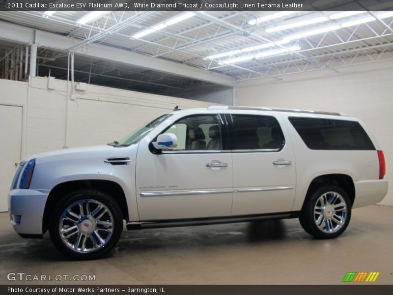 White Diamond Tricoat / Cocoa/Light Linen Tehama Leather 2011 Cadillac Escalade ESV Platinum AWD