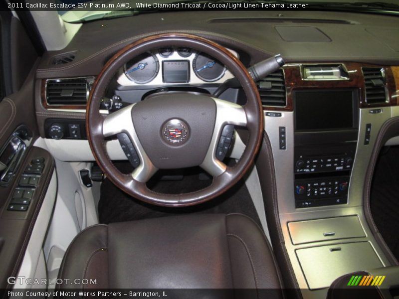 White Diamond Tricoat / Cocoa/Light Linen Tehama Leather 2011 Cadillac Escalade ESV Platinum AWD