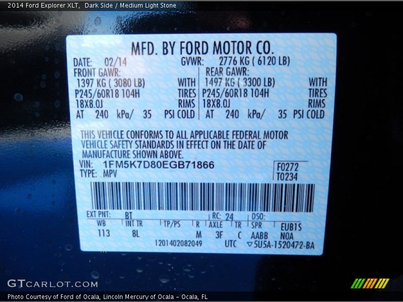 Dark Side / Medium Light Stone 2014 Ford Explorer XLT
