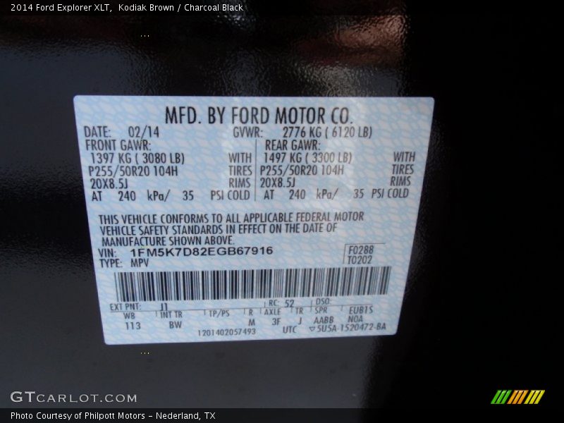 Kodiak Brown / Charcoal Black 2014 Ford Explorer XLT