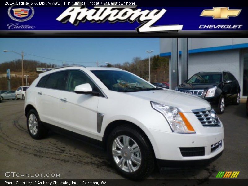 Platinum Ice Tricoat / Shale/Brownstone 2014 Cadillac SRX Luxury AWD