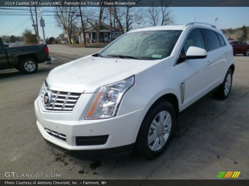 Platinum Ice Tricoat / Shale/Brownstone 2014 Cadillac SRX Luxury AWD