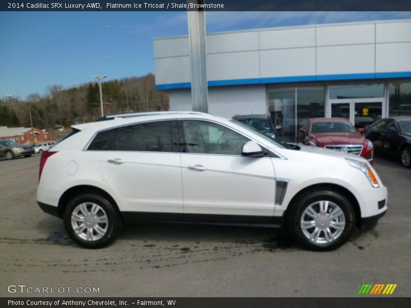 Platinum Ice Tricoat / Shale/Brownstone 2014 Cadillac SRX Luxury AWD
