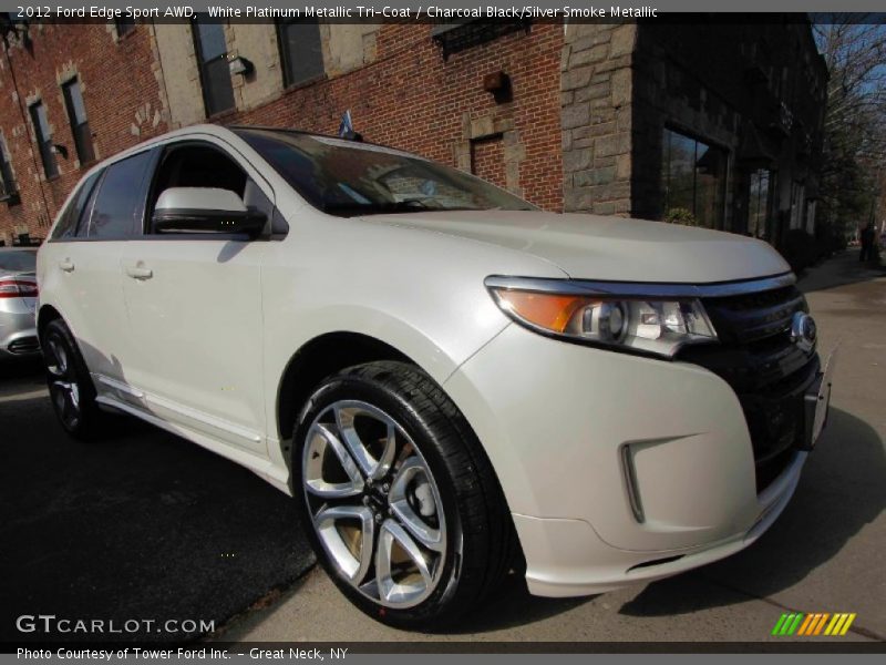 White Platinum Metallic Tri-Coat / Charcoal Black/Silver Smoke Metallic 2012 Ford Edge Sport AWD