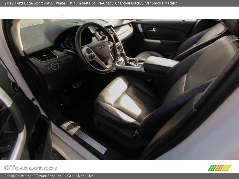 White Platinum Metallic Tri-Coat / Charcoal Black/Silver Smoke Metallic 2012 Ford Edge Sport AWD