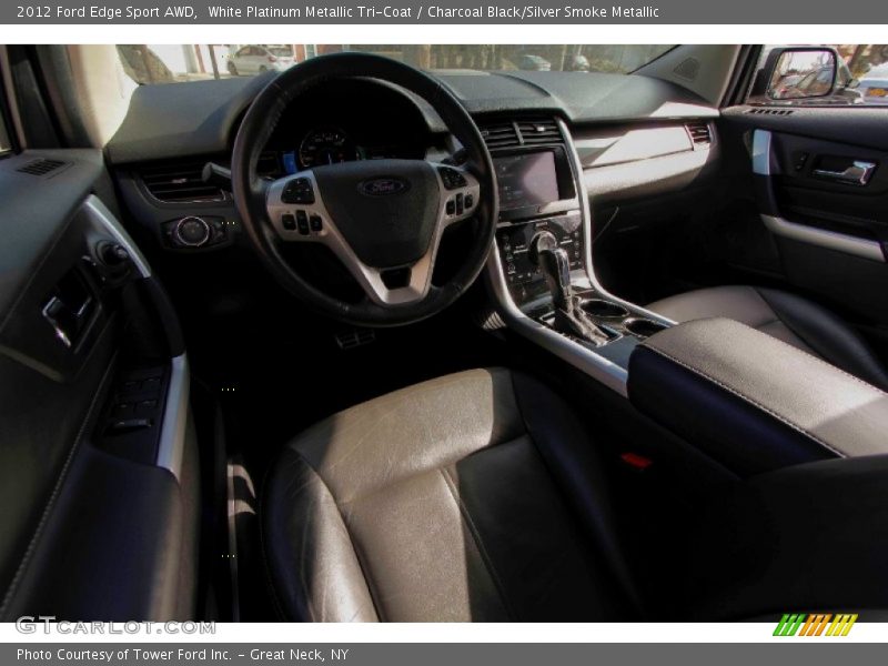 White Platinum Metallic Tri-Coat / Charcoal Black/Silver Smoke Metallic 2012 Ford Edge Sport AWD
