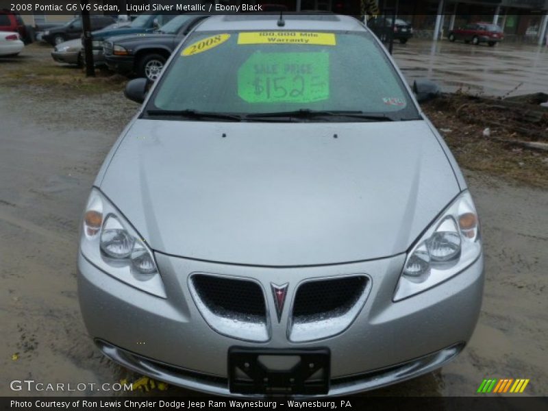 Liquid Silver Metallic / Ebony Black 2008 Pontiac G6 V6 Sedan