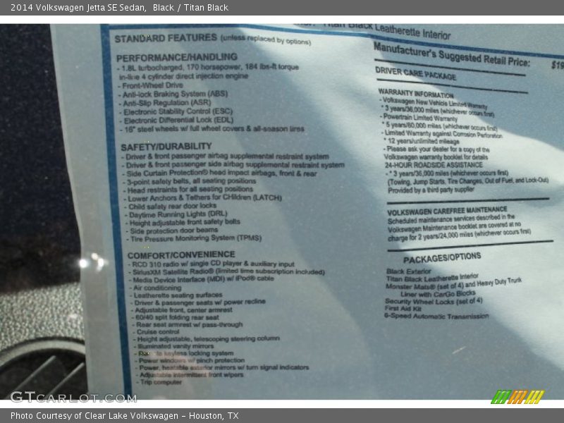 Black / Titan Black 2014 Volkswagen Jetta SE Sedan