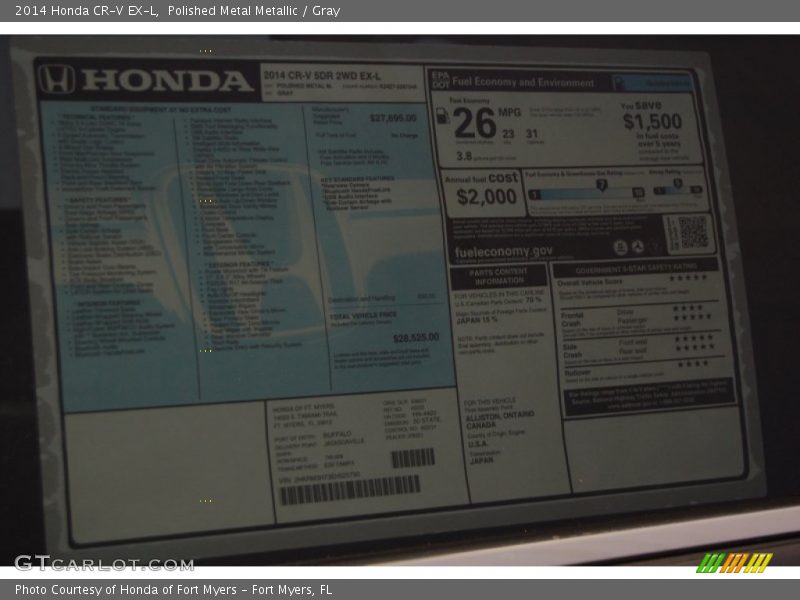 Polished Metal Metallic / Gray 2014 Honda CR-V EX-L